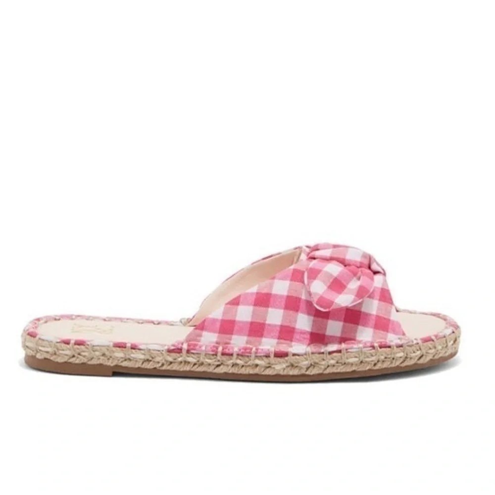Pink Checked Slide Sandals​